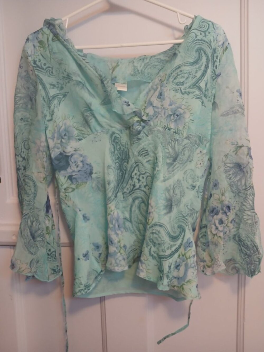Worthington Womens L Blue Long Sleeve Top